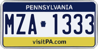 PA license plate MZA1333