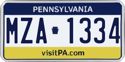 PA license plate MZA1334