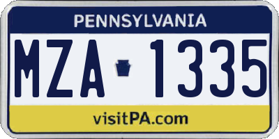 PA license plate MZA1335