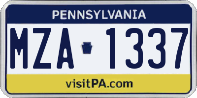 PA license plate MZA1337