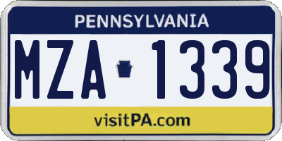 PA license plate MZA1339