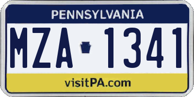 PA license plate MZA1341