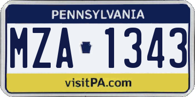 PA license plate MZA1343