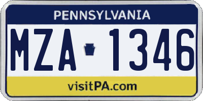 PA license plate MZA1346