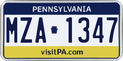 PA license plate MZA1347