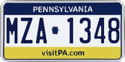 PA license plate MZA1348