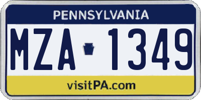 PA license plate MZA1349