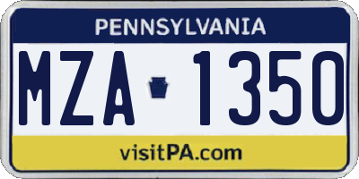 PA license plate MZA1350