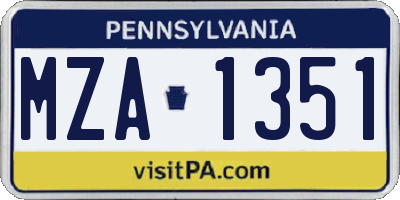 PA license plate MZA1351