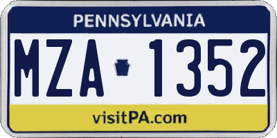 PA license plate MZA1352