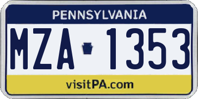 PA license plate MZA1353