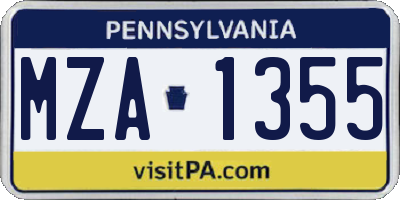 PA license plate MZA1355