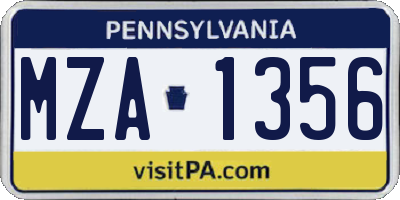 PA license plate MZA1356
