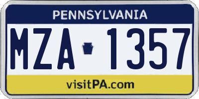 PA license plate MZA1357