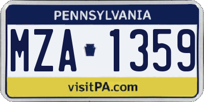 PA license plate MZA1359
