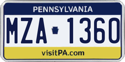 PA license plate MZA1360