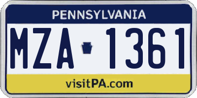 PA license plate MZA1361
