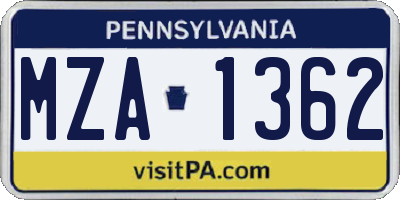 PA license plate MZA1362