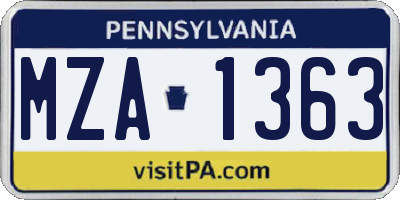 PA license plate MZA1363