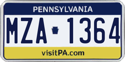 PA license plate MZA1364