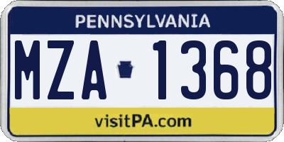 PA license plate MZA1368