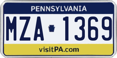 PA license plate MZA1369
