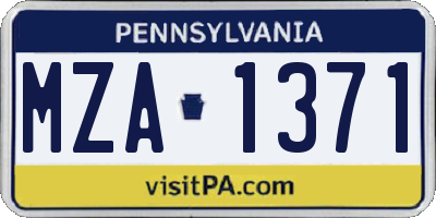 PA license plate MZA1371
