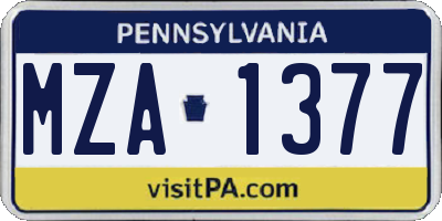 PA license plate MZA1377