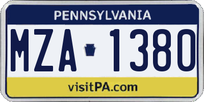 PA license plate MZA1380
