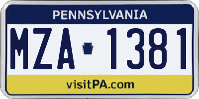PA license plate MZA1381
