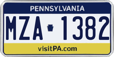 PA license plate MZA1382