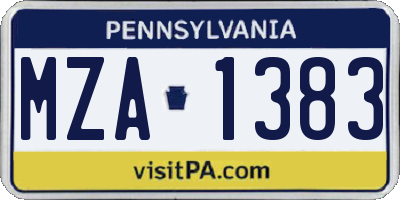 PA license plate MZA1383