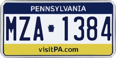 PA license plate MZA1384