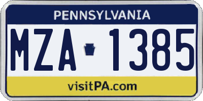 PA license plate MZA1385