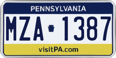 PA license plate MZA1387