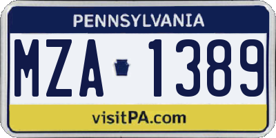 PA license plate MZA1389