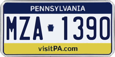 PA license plate MZA1390