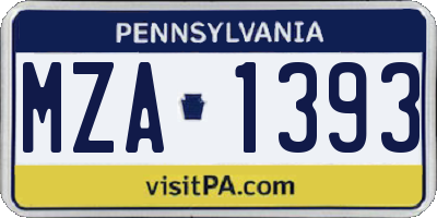 PA license plate MZA1393