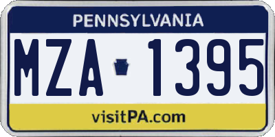 PA license plate MZA1395
