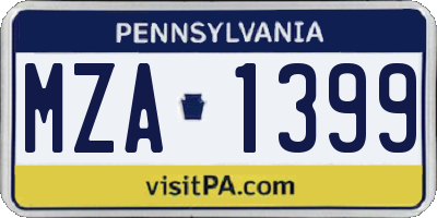 PA license plate MZA1399