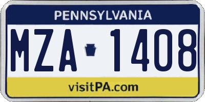 PA license plate MZA1408