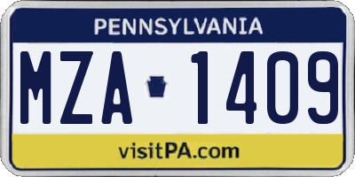 PA license plate MZA1409