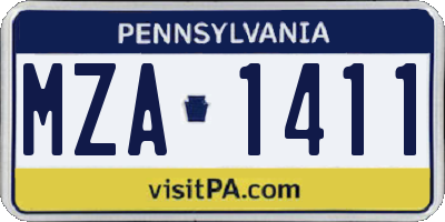 PA license plate MZA1411