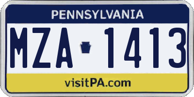 PA license plate MZA1413