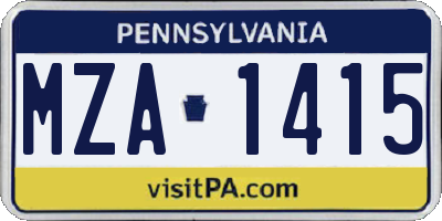 PA license plate MZA1415