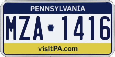 PA license plate MZA1416