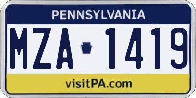 PA license plate MZA1419