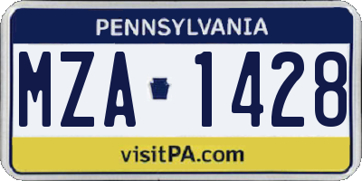 PA license plate MZA1428