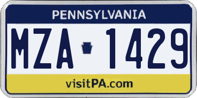 PA license plate MZA1429