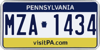 PA license plate MZA1434